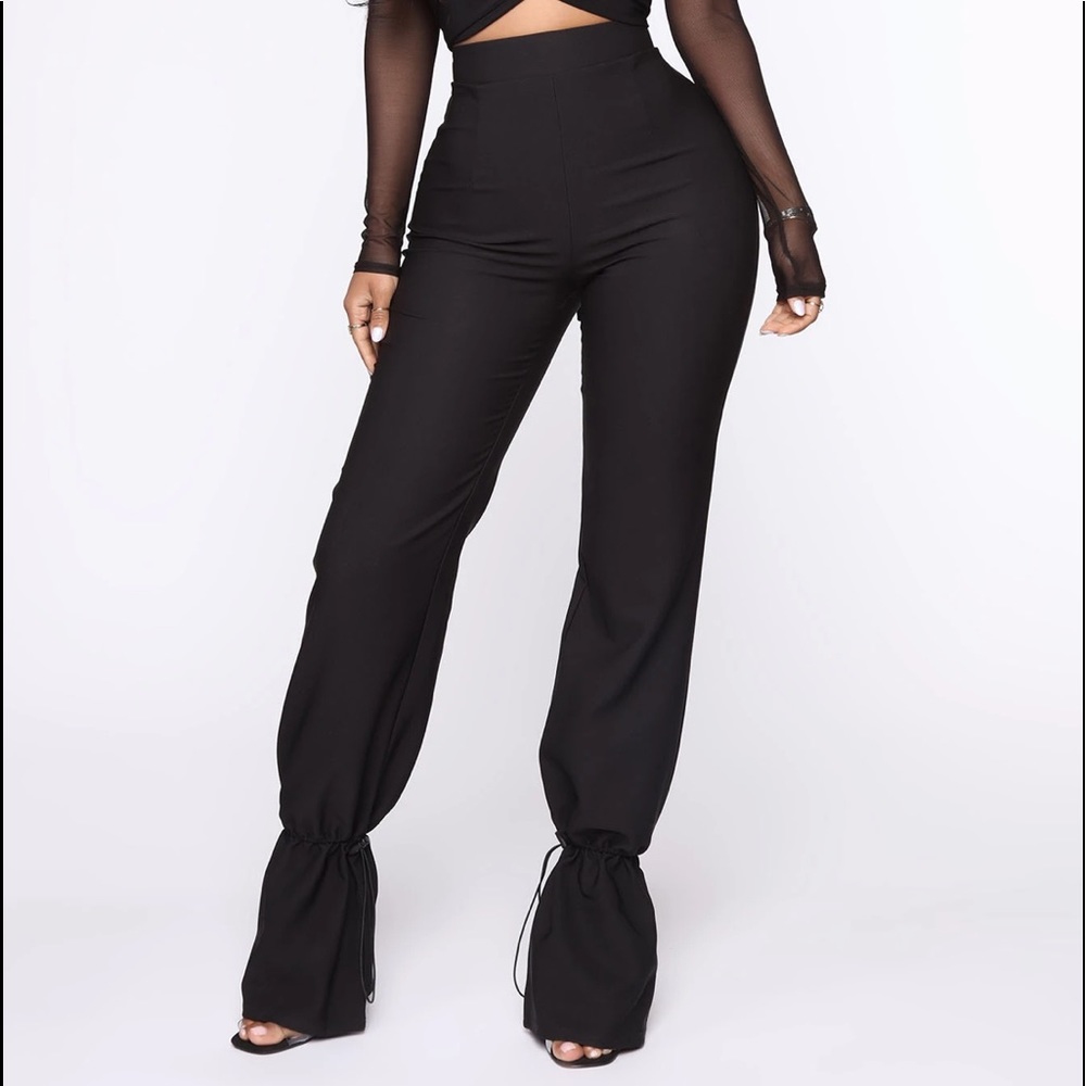 Ankle tie pants black